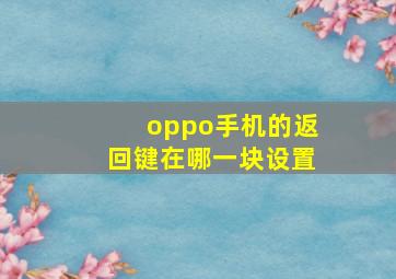 oppo手机的返回键在哪一块设置