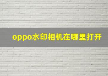 oppo水印相机在哪里打开