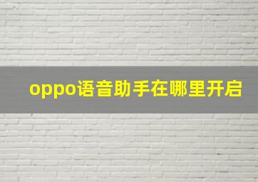 oppo语音助手在哪里开启