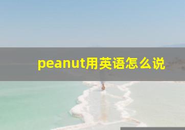 peanut用英语怎么说