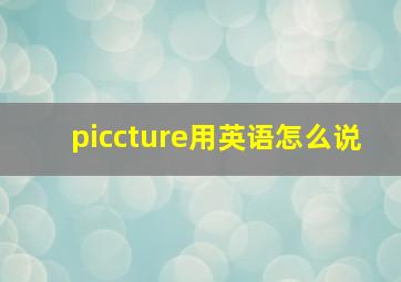 piccture用英语怎么说