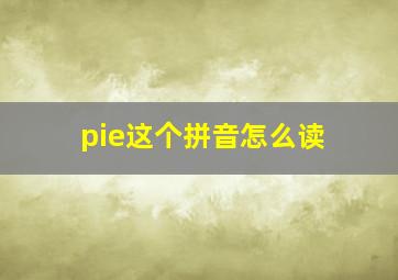 pie这个拼音怎么读