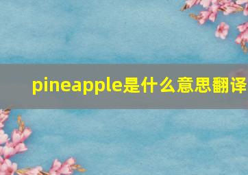 pineapple是什么意思翻译