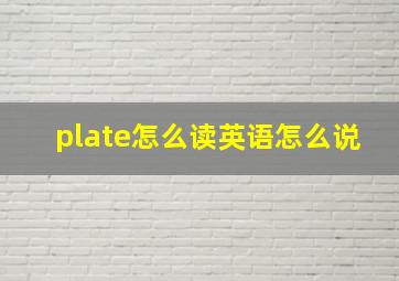 plate怎么读英语怎么说