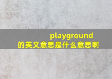 playground的英文意思是什么意思啊