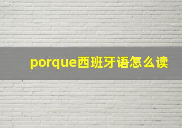 porque西班牙语怎么读