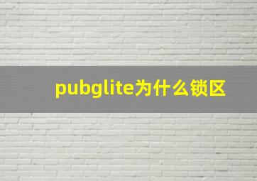 pubglite为什么锁区