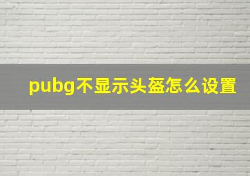 pubg不显示头盔怎么设置