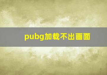 pubg加载不出画面