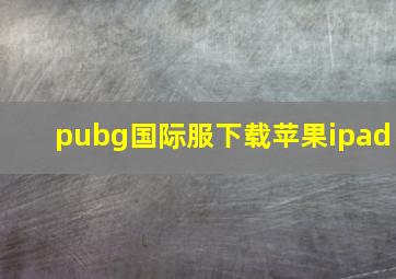 pubg国际服下载苹果ipad