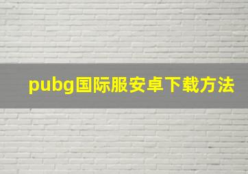 pubg国际服安卓下载方法