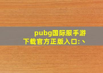 pubg国际服手游下载官方正版入口:丶