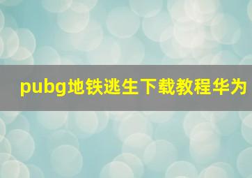 pubg地铁逃生下载教程华为