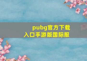 pubg官方下载入口手游版国际服