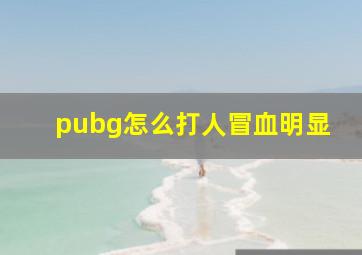 pubg怎么打人冒血明显