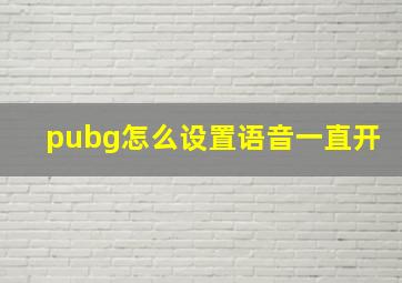 pubg怎么设置语音一直开