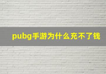 pubg手游为什么充不了钱