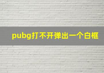 pubg打不开弹出一个白框