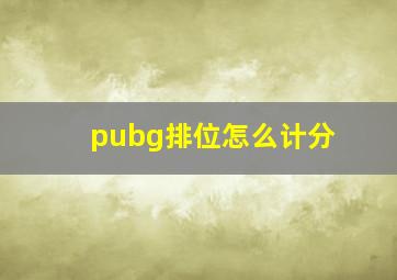 pubg排位怎么计分