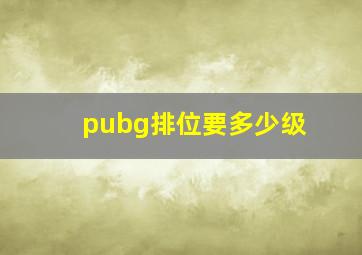 pubg排位要多少级