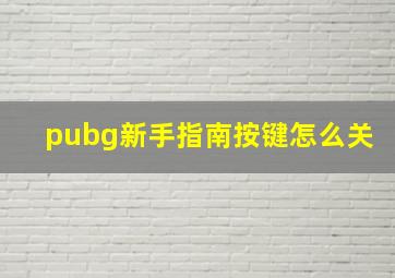 pubg新手指南按键怎么关