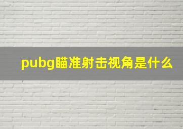 pubg瞄准射击视角是什么