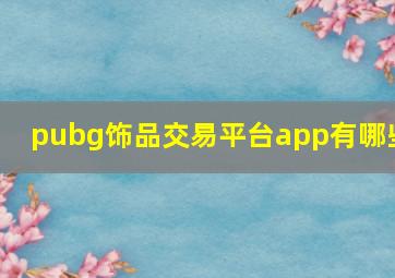 pubg饰品交易平台app有哪些