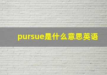 pursue是什么意思英语