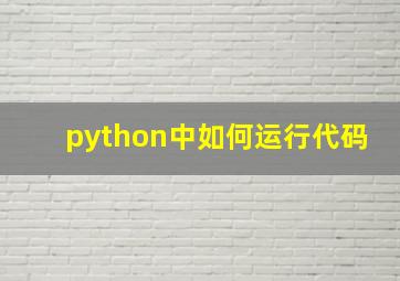 python中如何运行代码