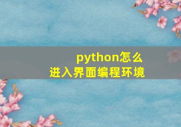 python怎么进入界面编程环境