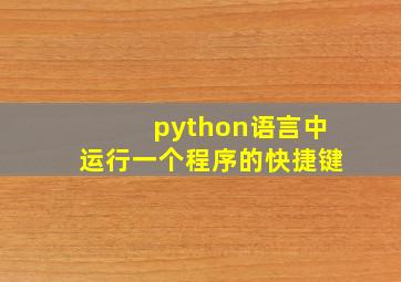 python语言中运行一个程序的快捷键