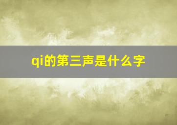 qi的第三声是什么字