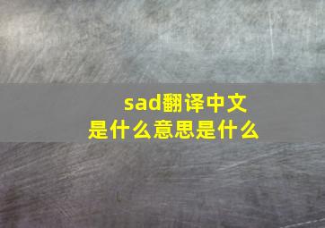 sad翻译中文是什么意思是什么