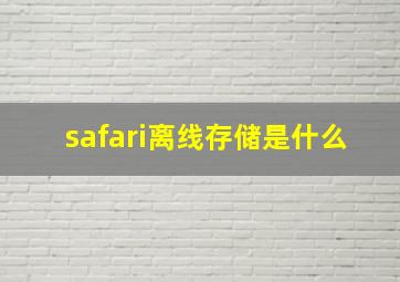 safari离线存储是什么