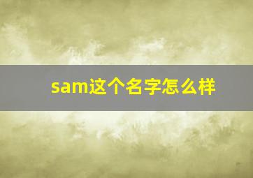 sam这个名字怎么样