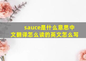 sauce是什么意思中文翻译怎么读的英文怎么写