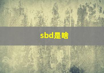 sbd是啥