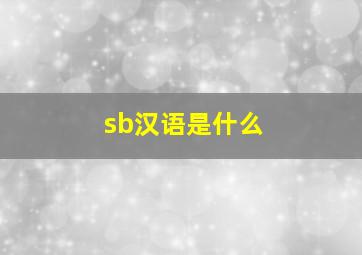 sb汉语是什么