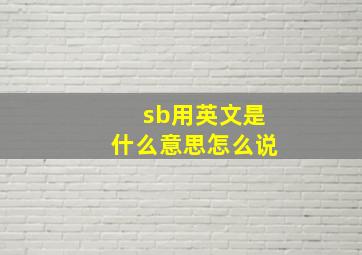 sb用英文是什么意思怎么说