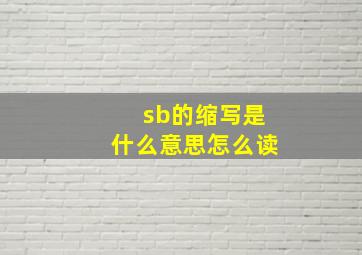 sb的缩写是什么意思怎么读