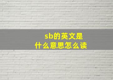 sb的英文是什么意思怎么读