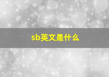 sb英文是什么