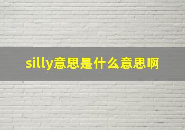 silly意思是什么意思啊