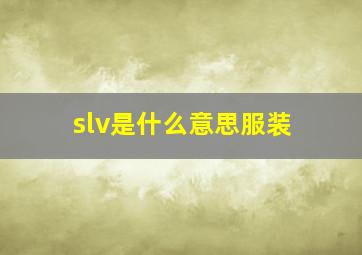 slv是什么意思服装