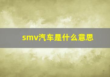 smv汽车是什么意思