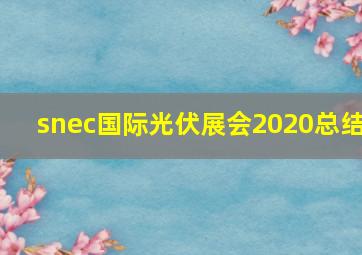 snec国际光伏展会2020总结