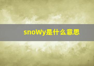 snoWy是什么意思