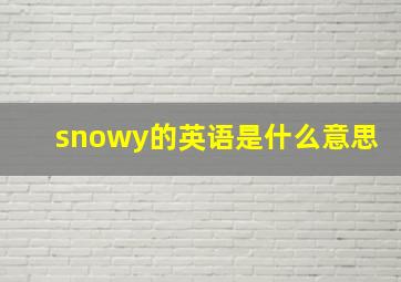 snowy的英语是什么意思