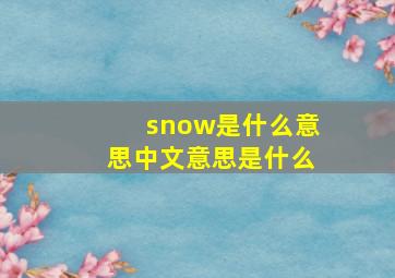 snow是什么意思中文意思是什么