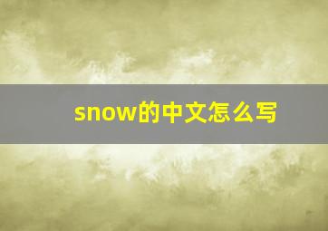 snow的中文怎么写